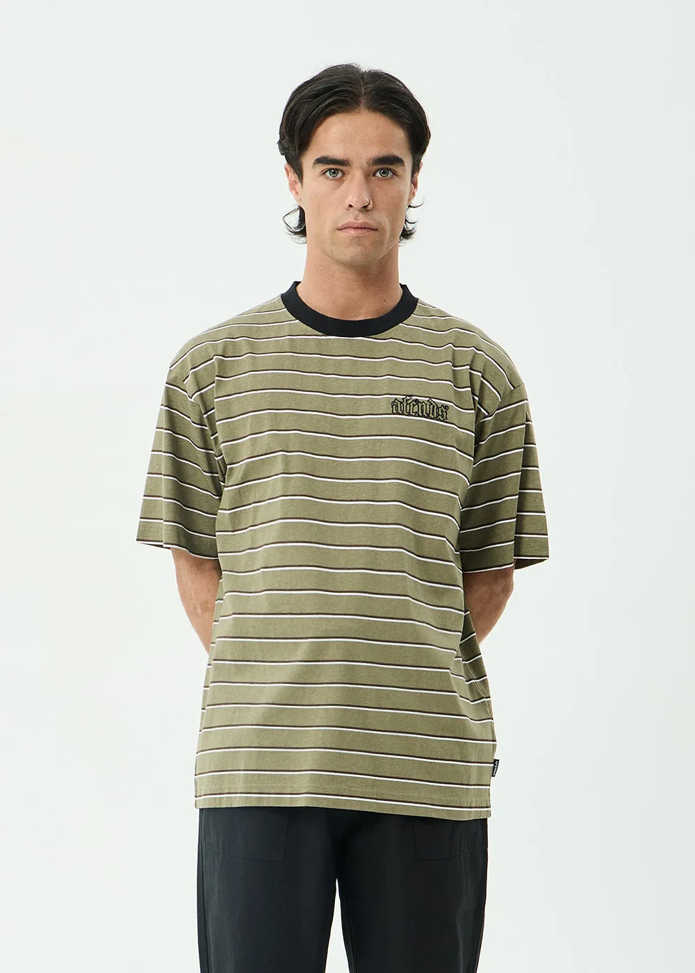 AFENDS Mens Altitude - Boxy Tee - Stone Stripe sold by Afends product image thumbnail 2