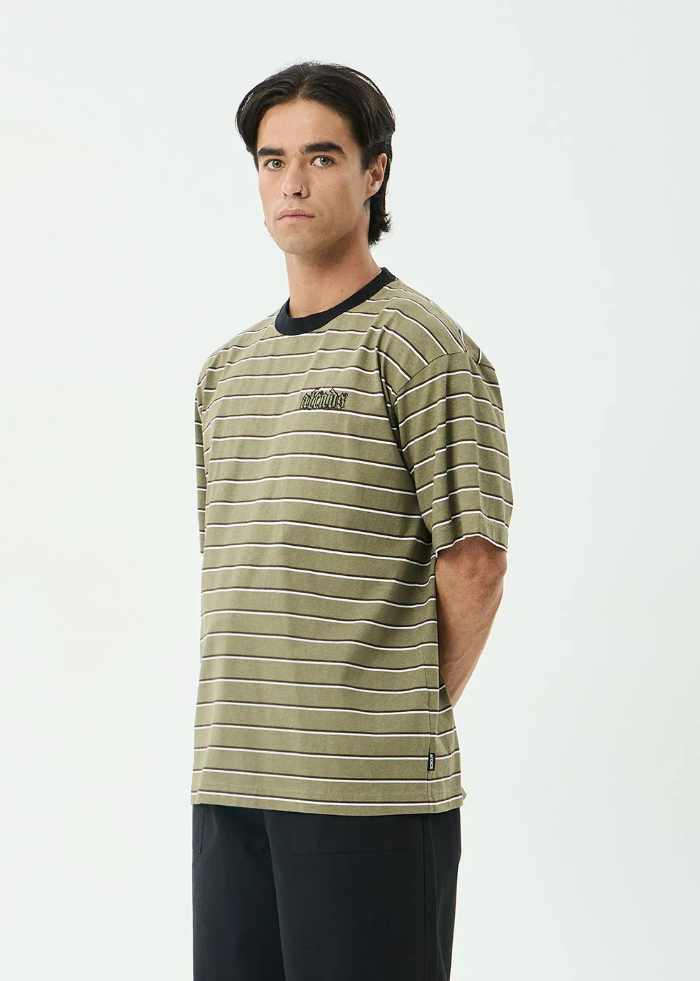 AFENDS Mens Altitude - Boxy Tee - Stone Stripe sold by Afends product image thumbnail 3