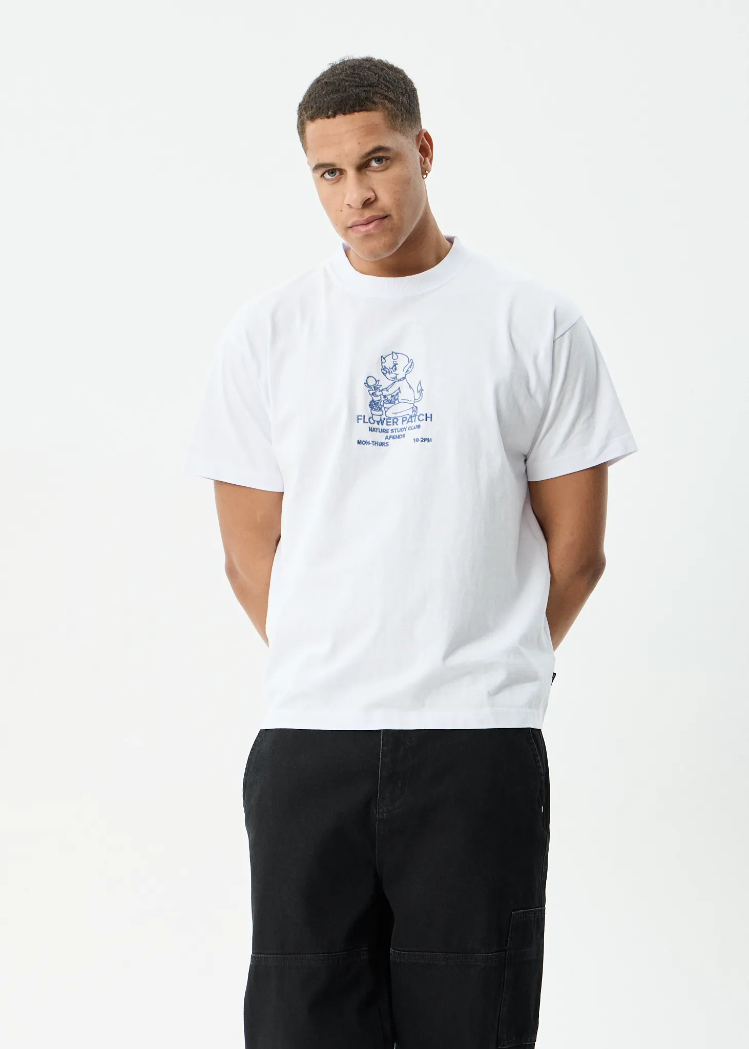 AFENDS Mens Flower Patch - Heavyweight Boxy Tee - White sold by Afends product image thumbnail 3