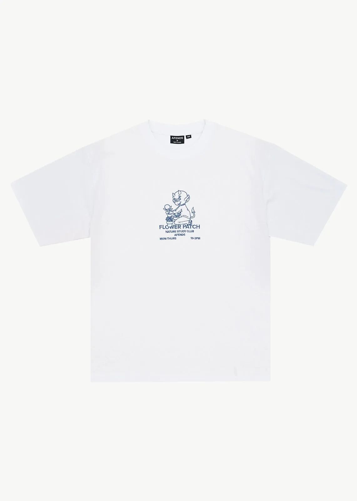 AFENDS Mens Flower Patch - Heavyweight Boxy Tee - White sold by Afends