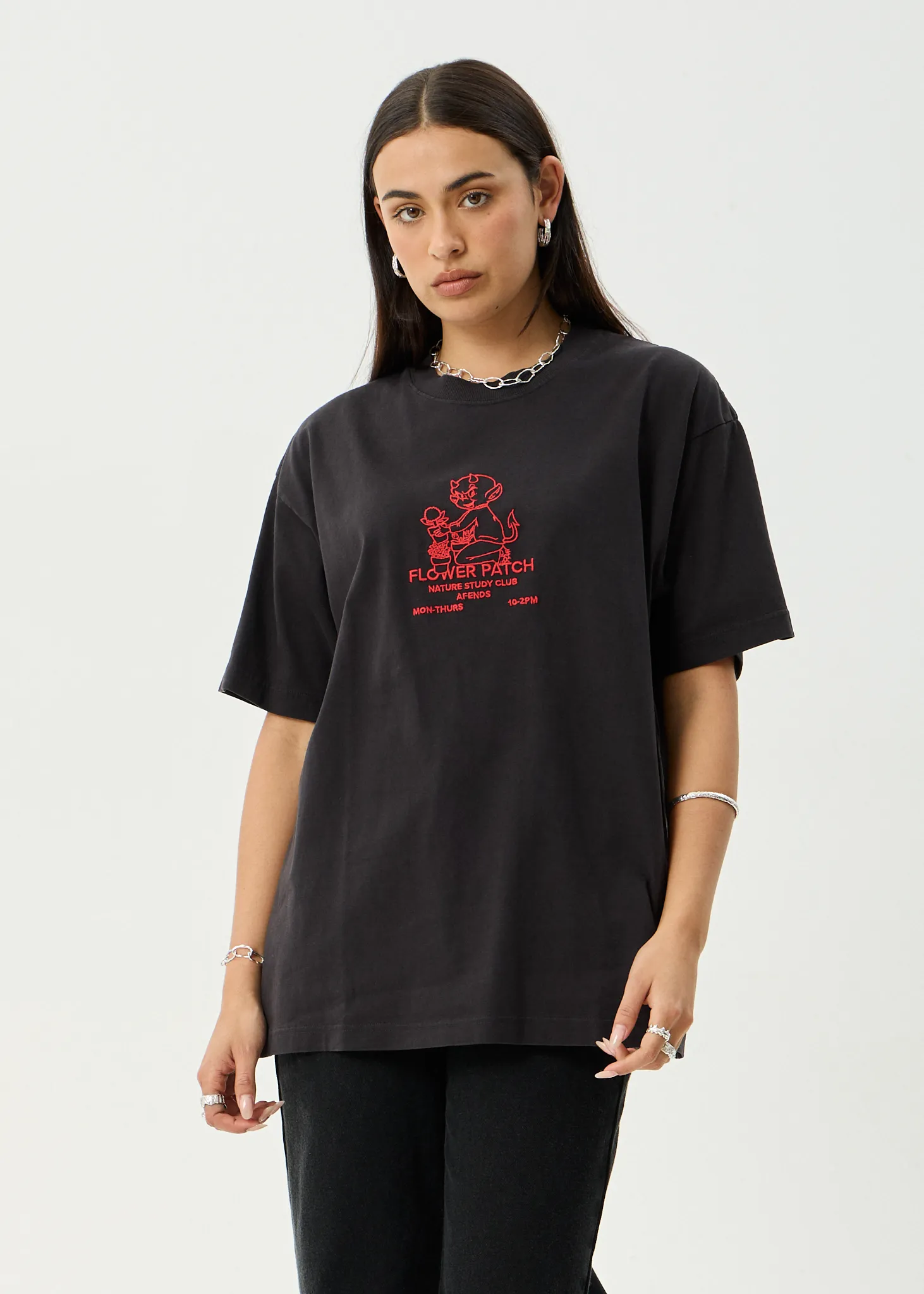 AFENDS Mens Flower Patch - Heavyweight Boxy Tee - Stone Black sold by Afends product image thumbnail 2