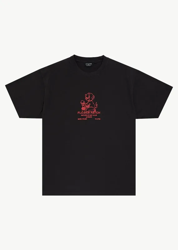 AFENDS Mens Flower Patch - Heavyweight Boxy Tee - Stone Black made by Afends