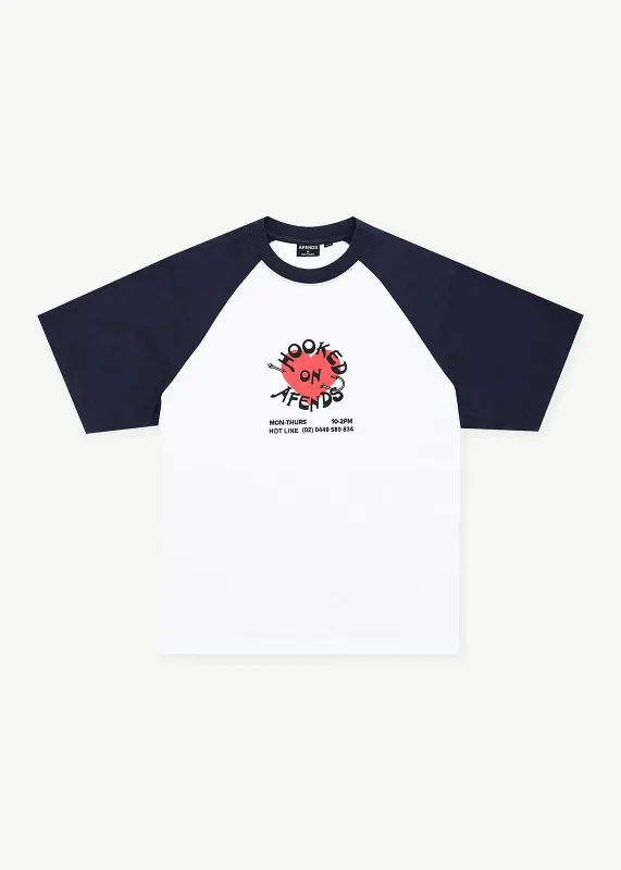 AFENDS Mens Hooked - Heavyweight Raglan Tee - White made by Afends