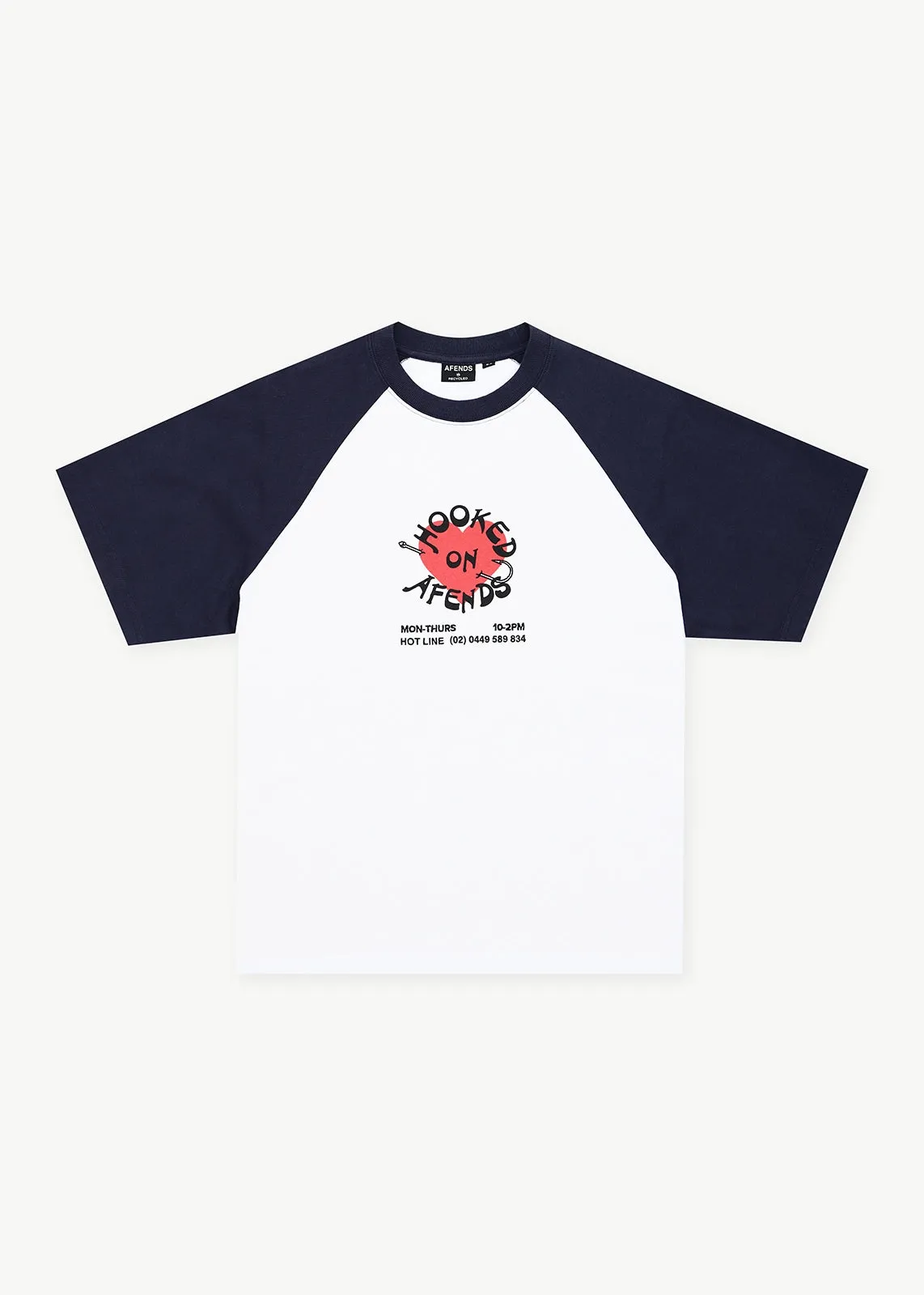 AFENDS Mens Hooked - Heavyweight Raglan Tee - White sold by Afends