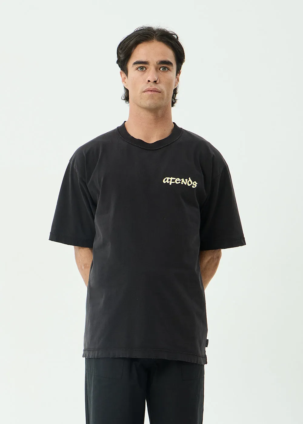 AFENDS Mens Pent-A-Gone - Heavyweight Boxy Tee - Stone Black sold by Afends product image thumbnail 3