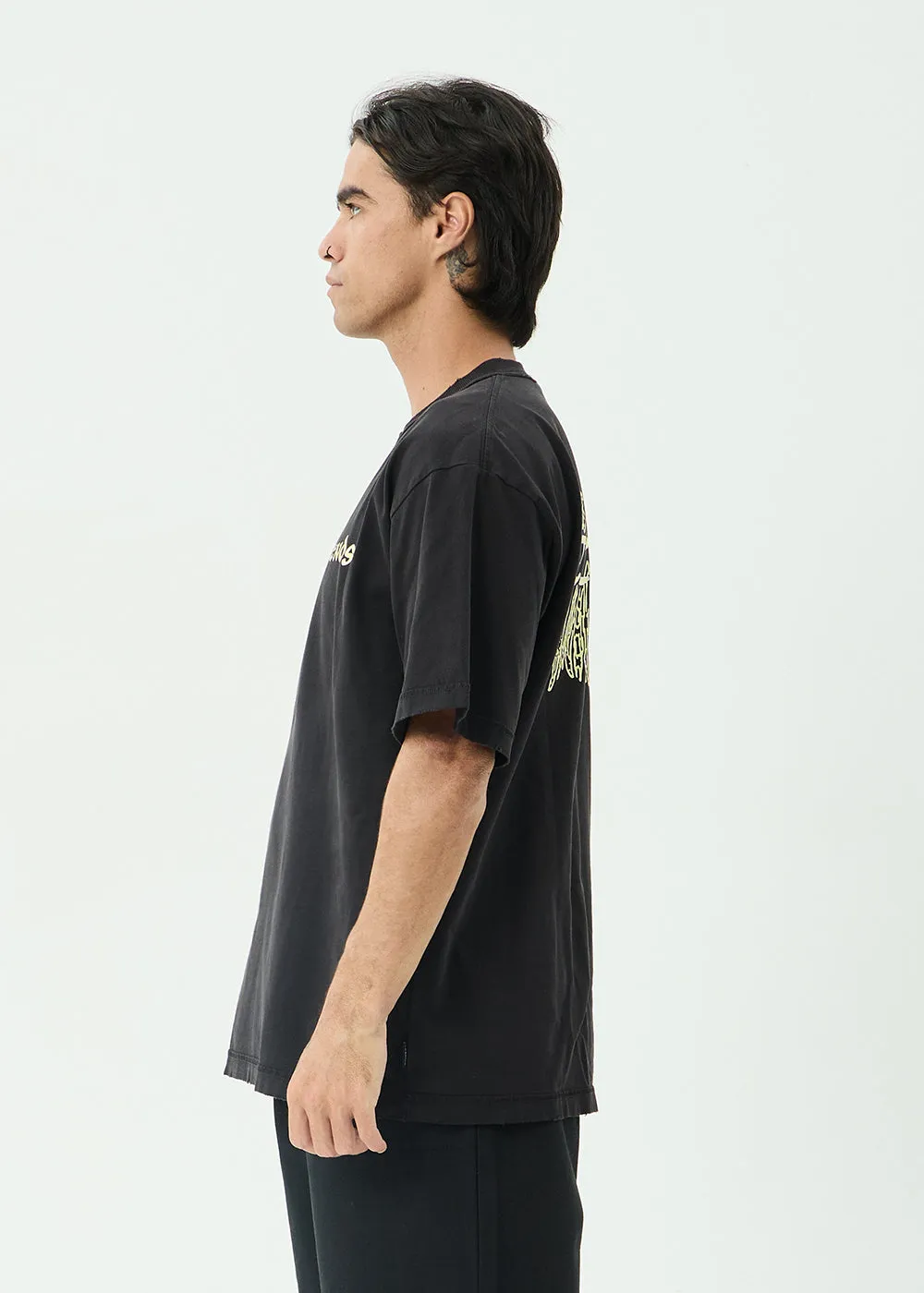 AFENDS Mens Pent-A-Gone - Heavyweight Boxy Tee - Stone Black sold by Afends product image thumbnail 5