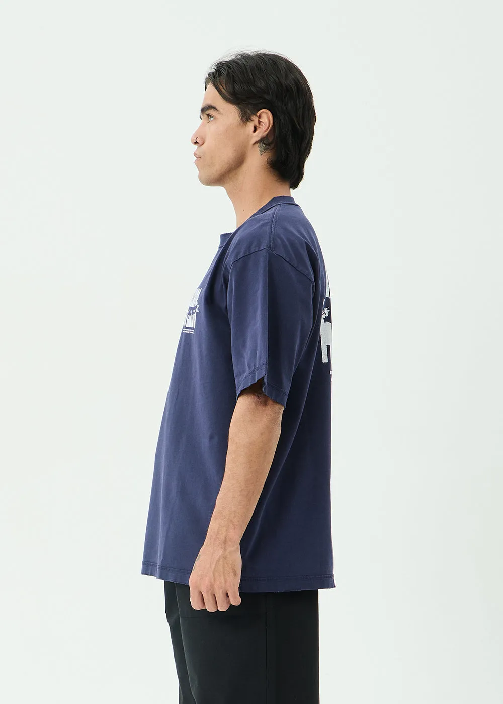 AFENDS Mens Bad Dog - Heavyweight Boxy Tee - Washed Deep Sea sold by Afends product image thumbnail 5