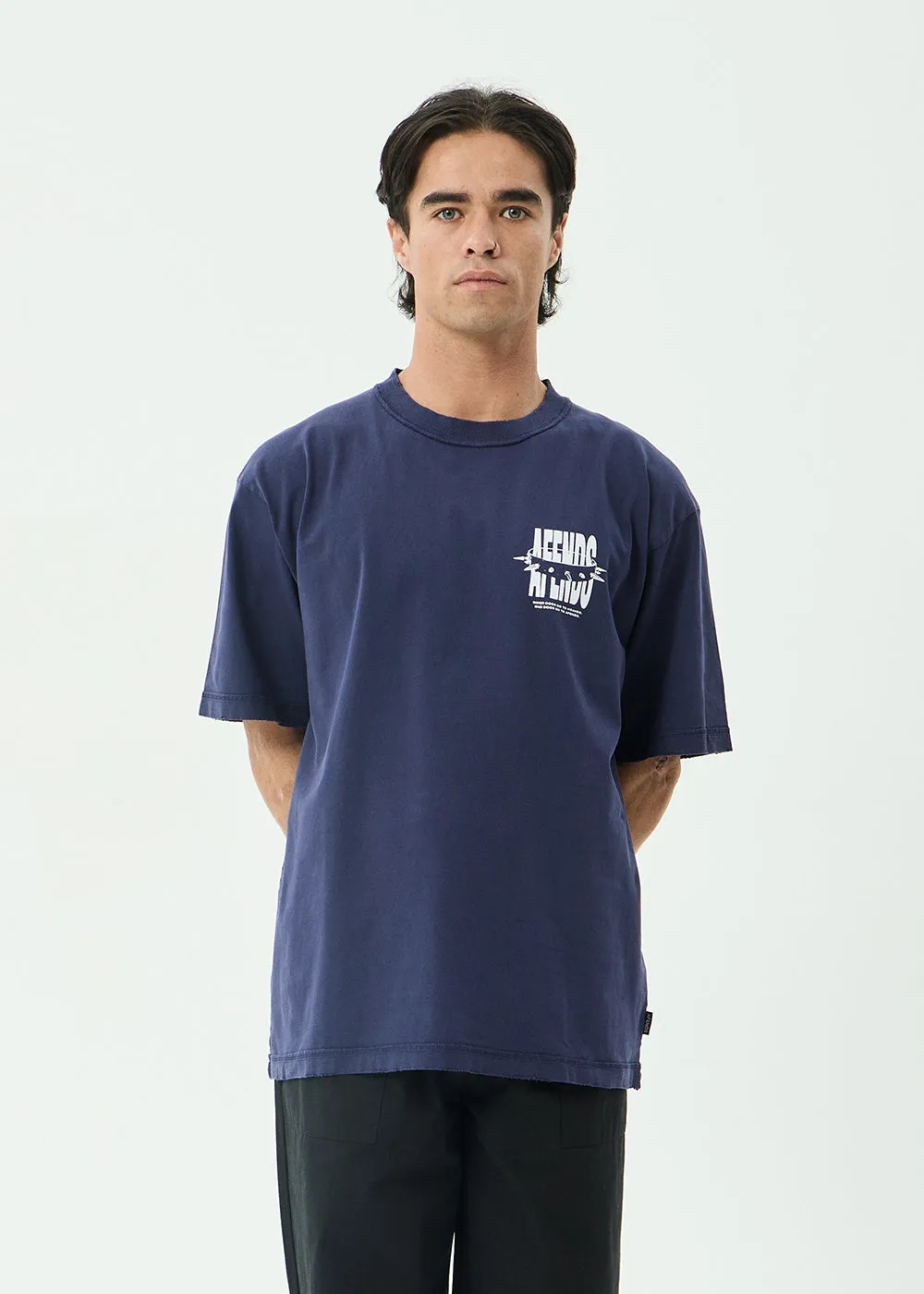 AFENDS Mens Bad Dog - Heavyweight Boxy Tee - Washed Deep Sea sold by Afends product image thumbnail 3