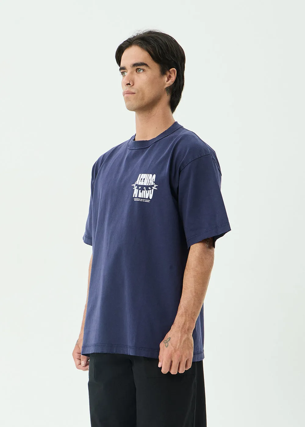 AFENDS Mens Bad Dog - Heavyweight Boxy Tee - Washed Deep Sea sold by Afends product image thumbnail 4