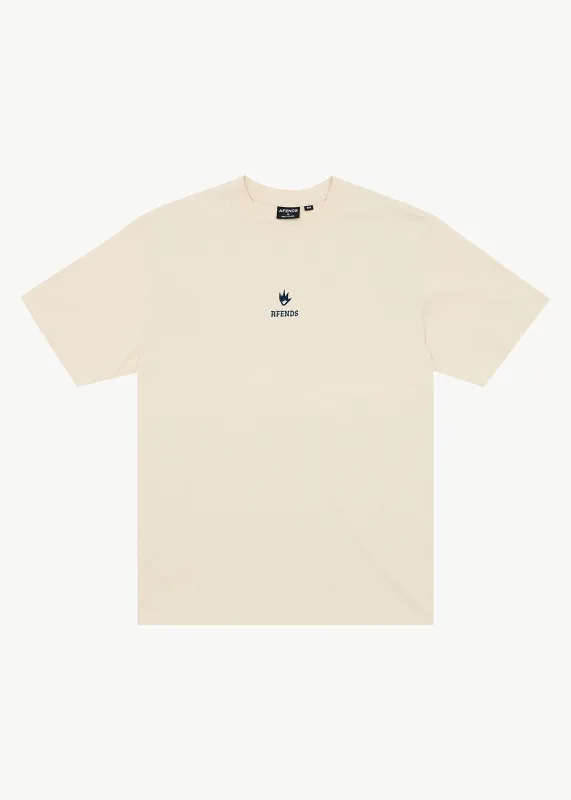 AFENDS Mens Burnin - Retro Tee - Moonbeam made by Afends