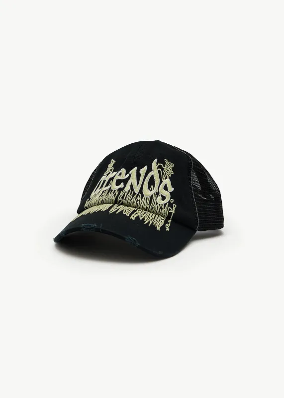 AFENDS Mens Pent-A-Gone - Six Panel Mesh Cap - Stone Black made by Afends