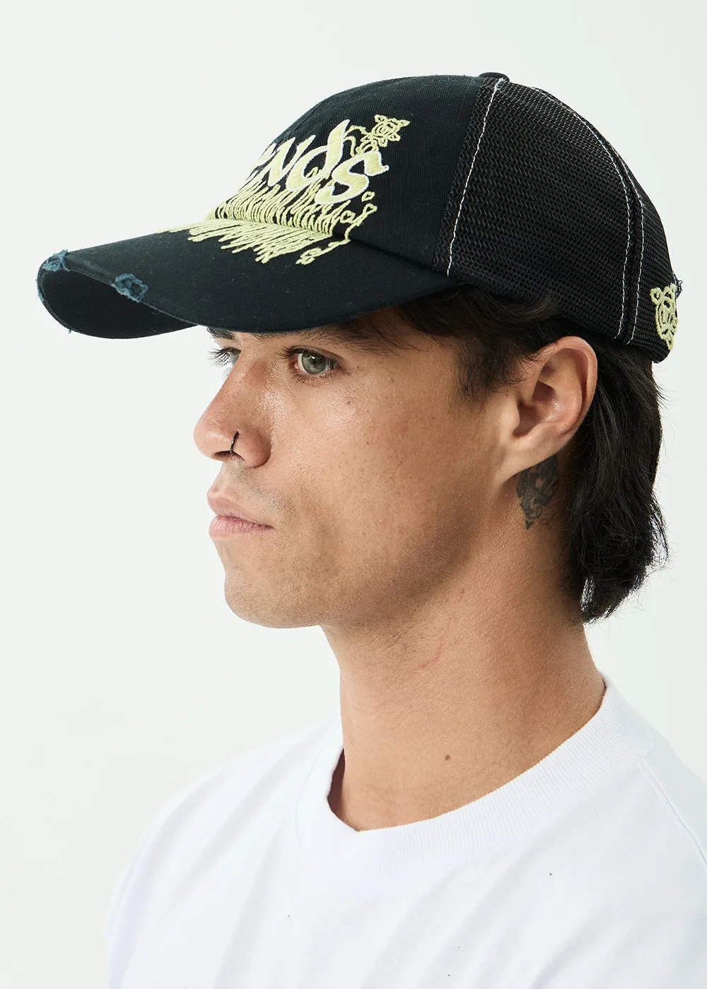 AFENDS Mens Pent-A-Gone - Six Panel Mesh Cap - Stone Black sold by Afends product image thumbnail 5