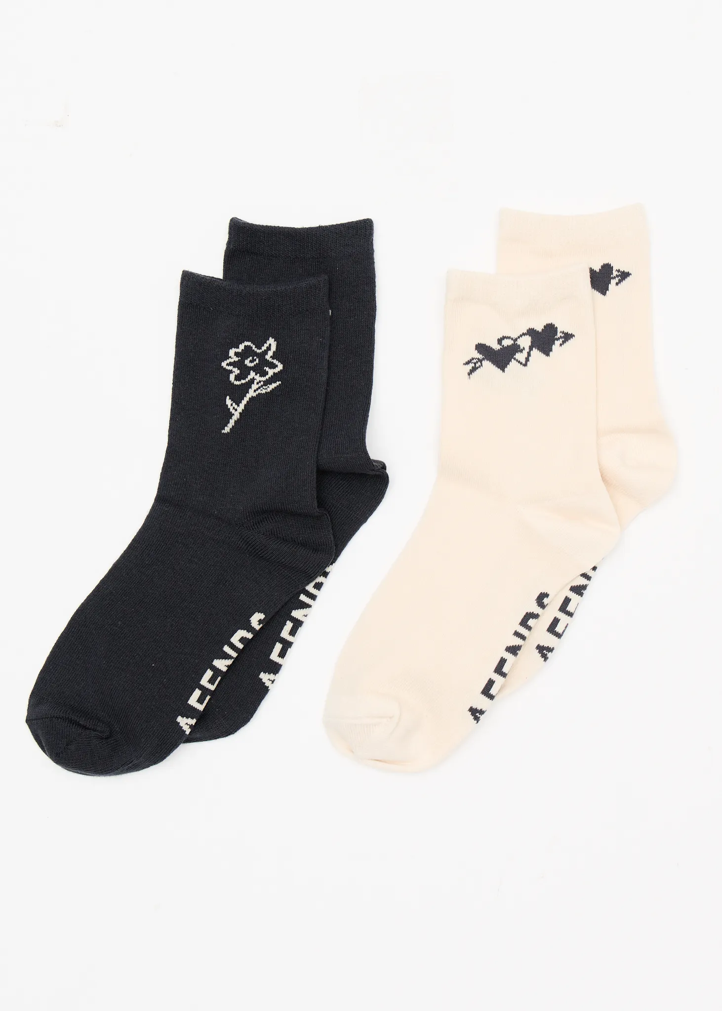 AFENDS Womens Rise - Two Pack Socks - Moonbeam / Stone Black sold by Afends