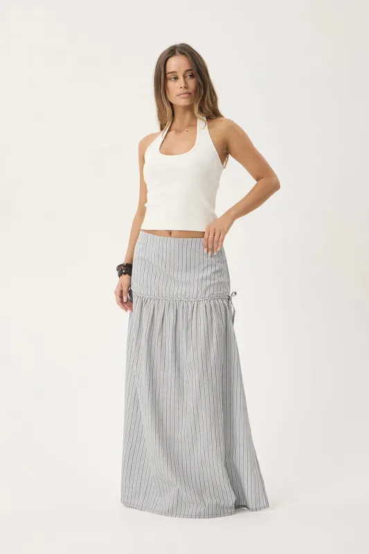 AFENDS Womens Nadia - Maxi Skirt - Coffee / Blue Stripe made by Afends
