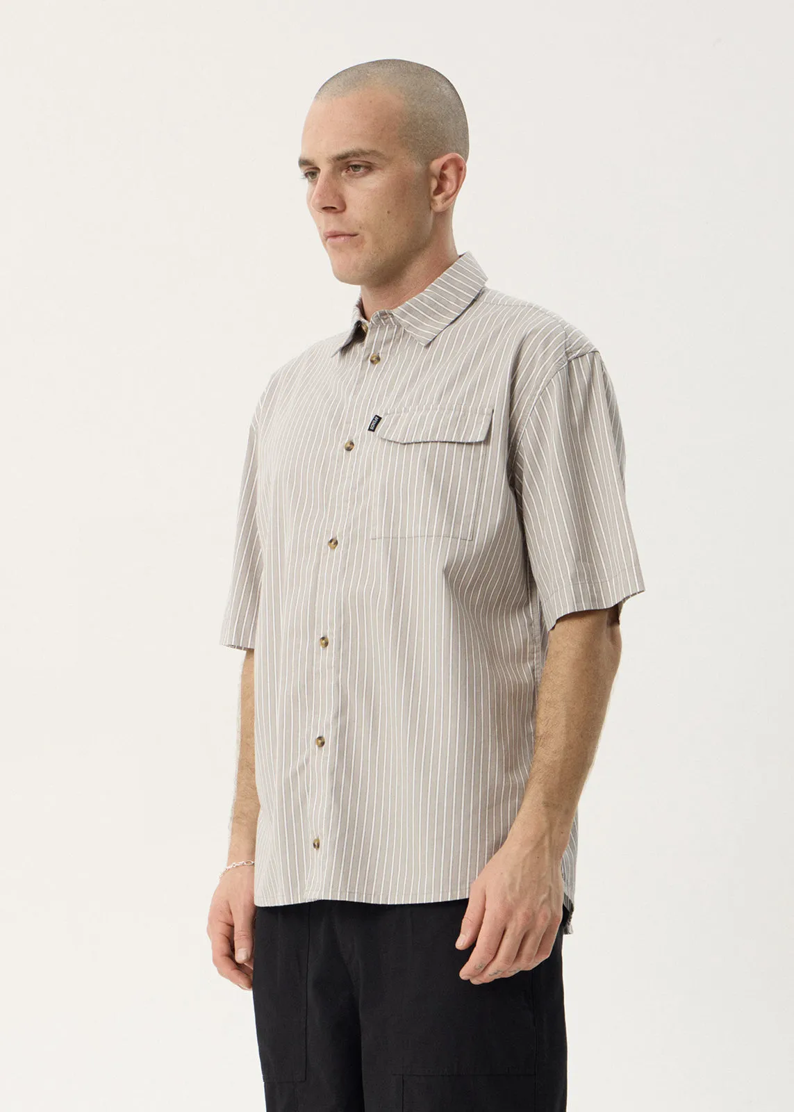 AFENDS Mens Lennox - Short Sleeve Shirt - Olive Stripe sold by Afends product image thumbnail 5