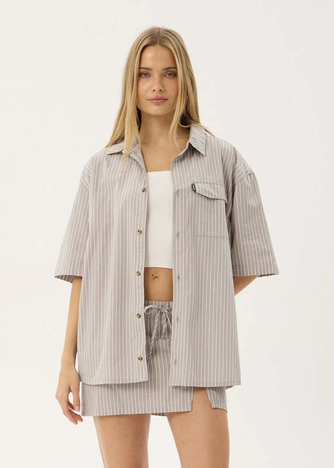 AFENDS Mens Lennox - Short Sleeve Shirt - Olive Stripe sold by Afends product image thumbnail 2