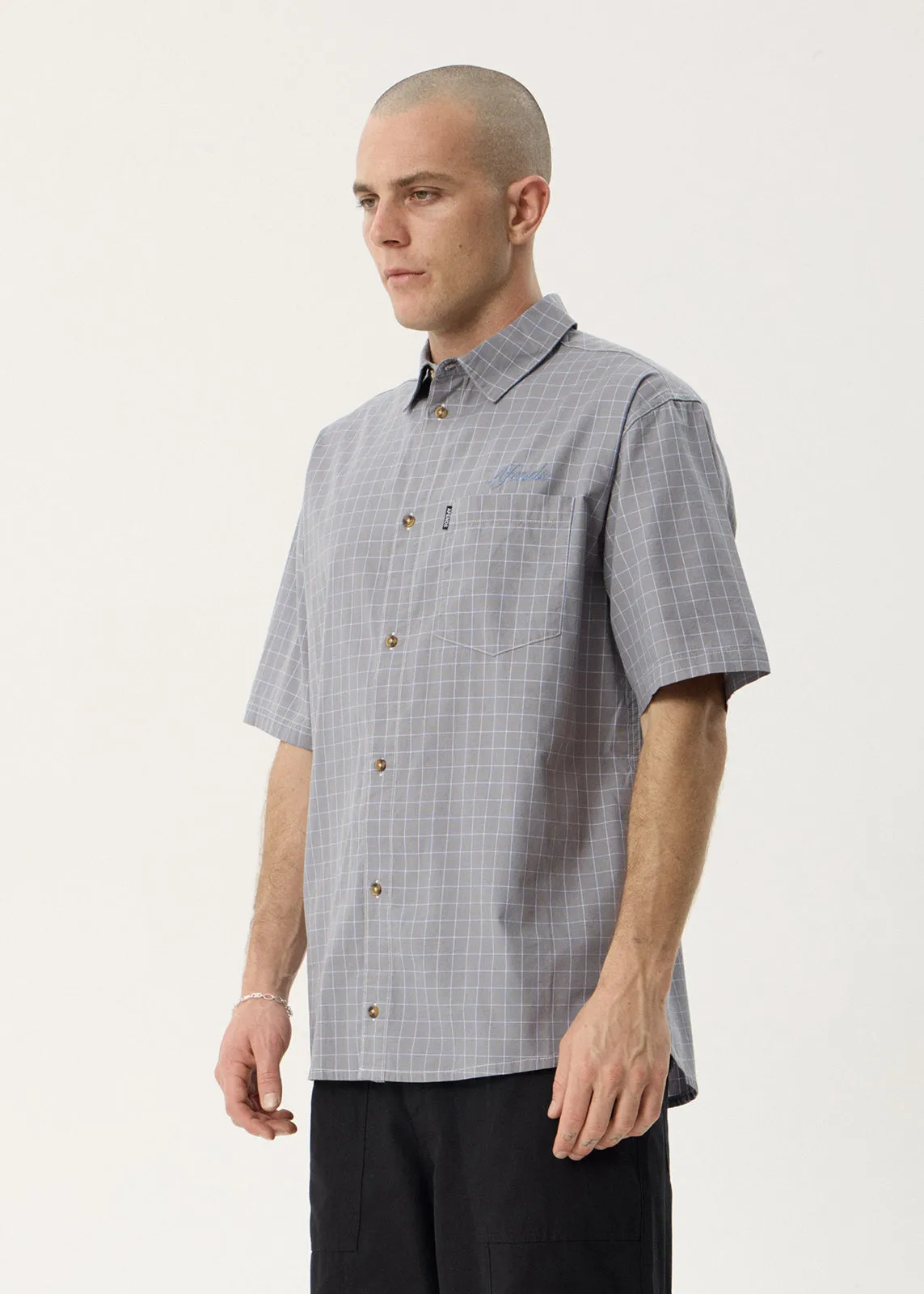 AFENDS Mens Proposal - Short Sleeve Shirt - Slate Blue Check sold by Afends product image thumbnail 5