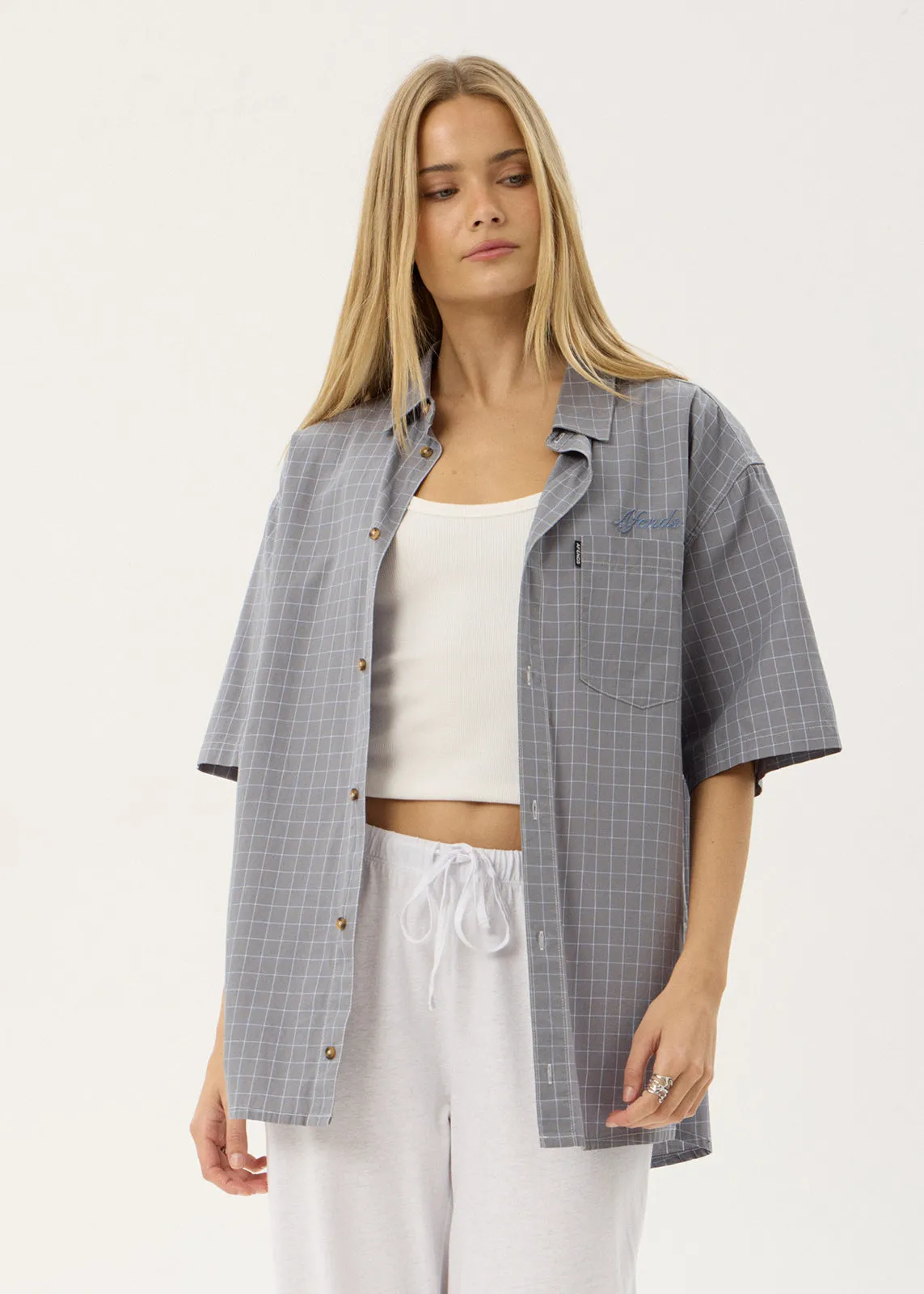 AFENDS Mens Proposal - Short Sleeve Shirt - Slate Blue Check sold by Afends product image thumbnail 2
