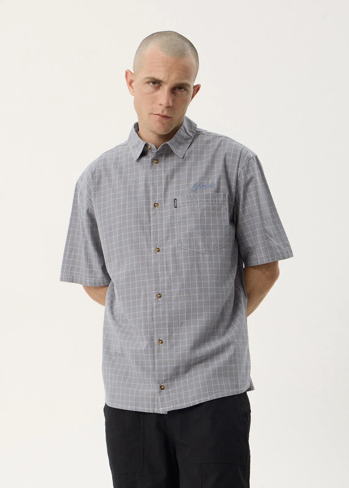 AFENDS Mens Proposal - Short Sleeve Shirt - Slate Blue Check sold by Afends product image thumbnail 3