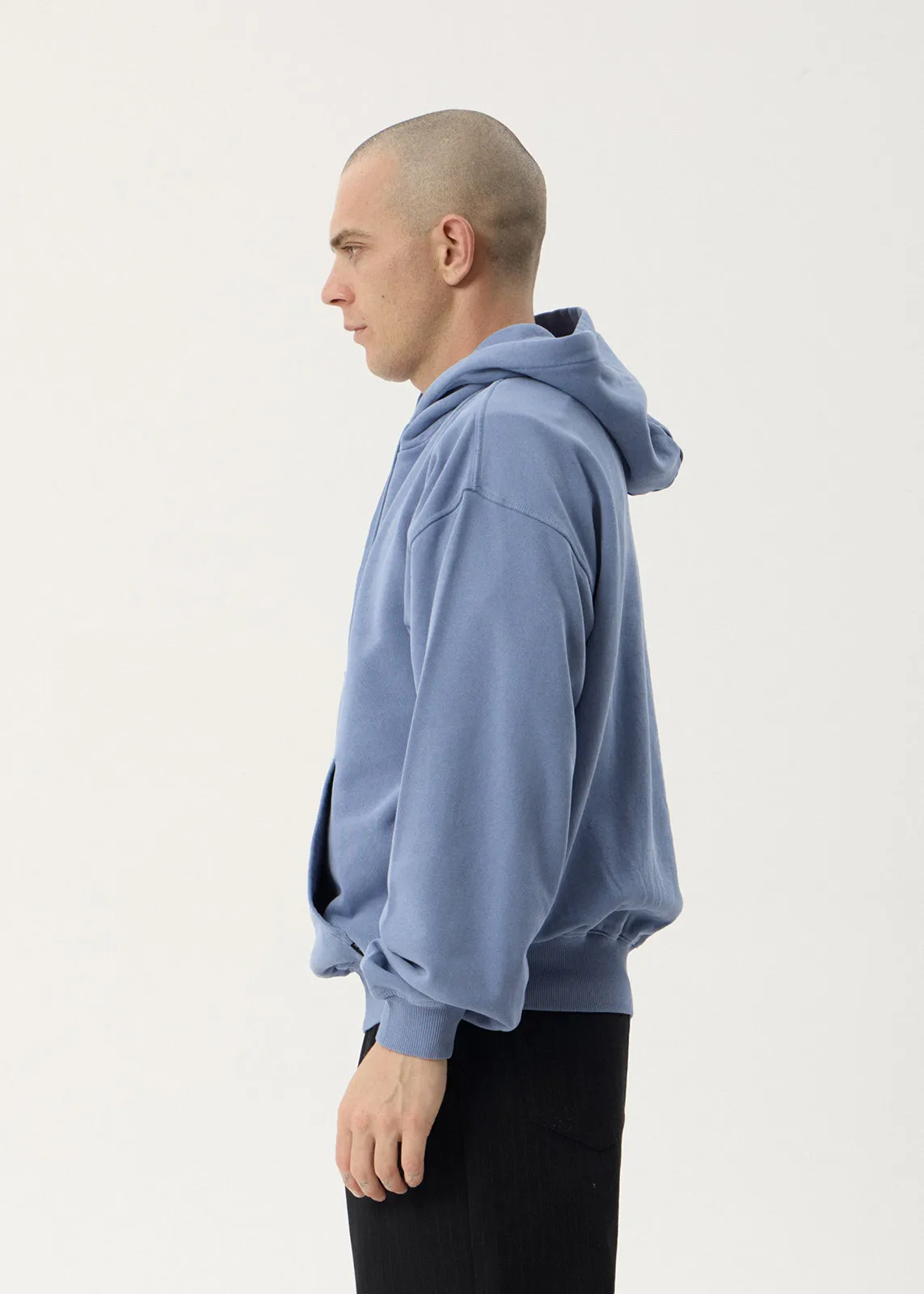 AFENDS Mens Genesis - Boxy Pull On Hood - Washed Slate Blue sold by Afends product image thumbnail 4