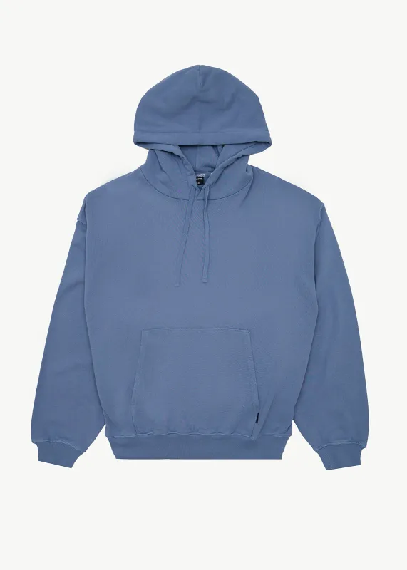AFENDS Mens Genesis - Boxy Pull On Hood - Washed Slate Blue made by Afends
