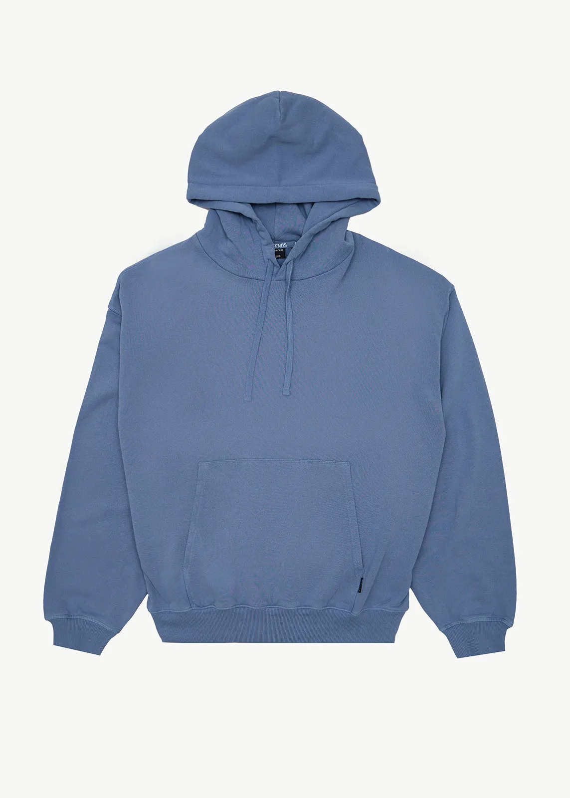 AFENDS Mens Genesis - Boxy Pull On Hood - Washed Slate Blue sold by Afends