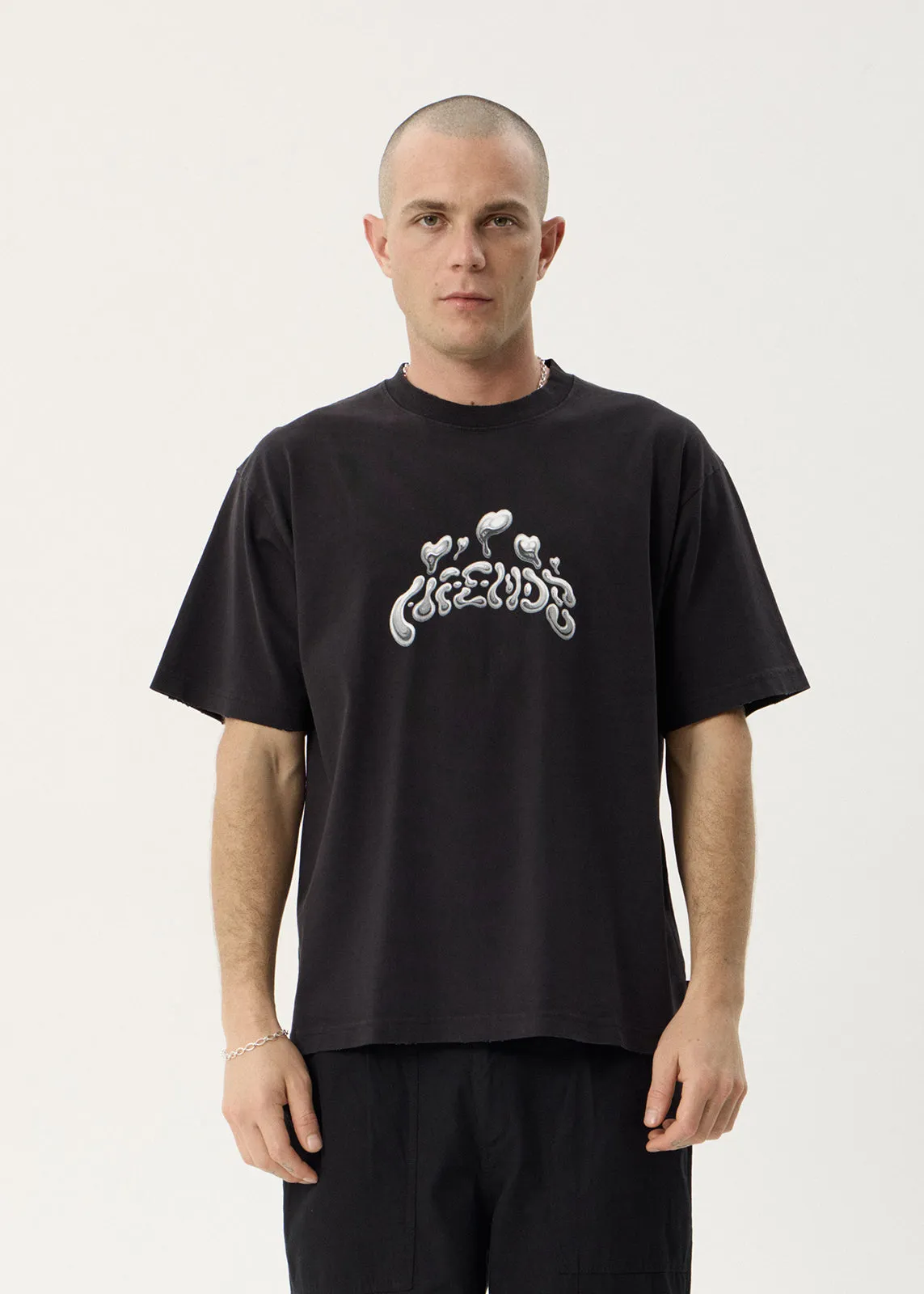 AFENDS Mens Devotion - Heavyweight Boxy Tee - Stone Black sold by Afends product image thumbnail 2