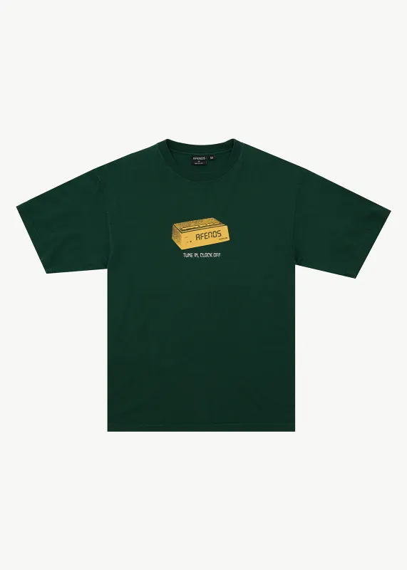 AFENDS Mens Clock Off - Boxy Tee - Washed Pine made by Afends