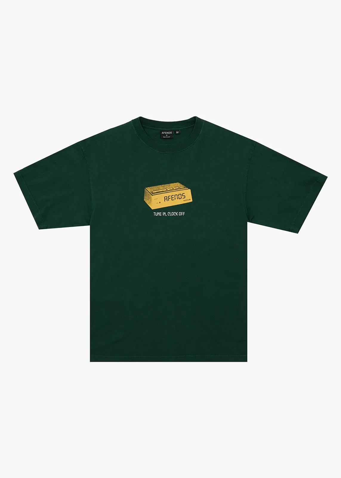 AFENDS Mens Clock Off - Boxy Tee - Washed Pine sold by Afends