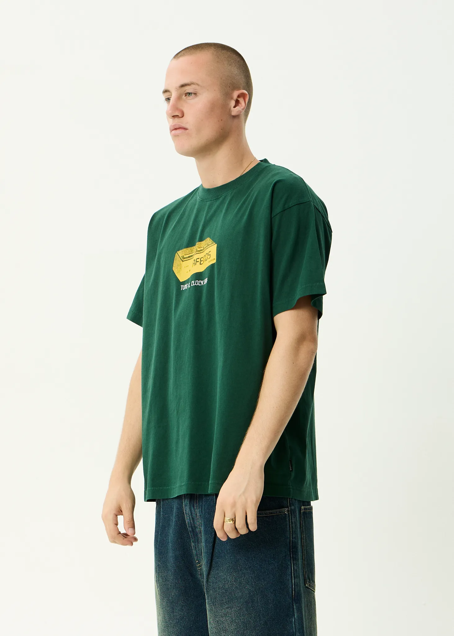 AFENDS Mens Clock Off - Boxy Tee - Washed Pine sold by Afends product image thumbnail 3