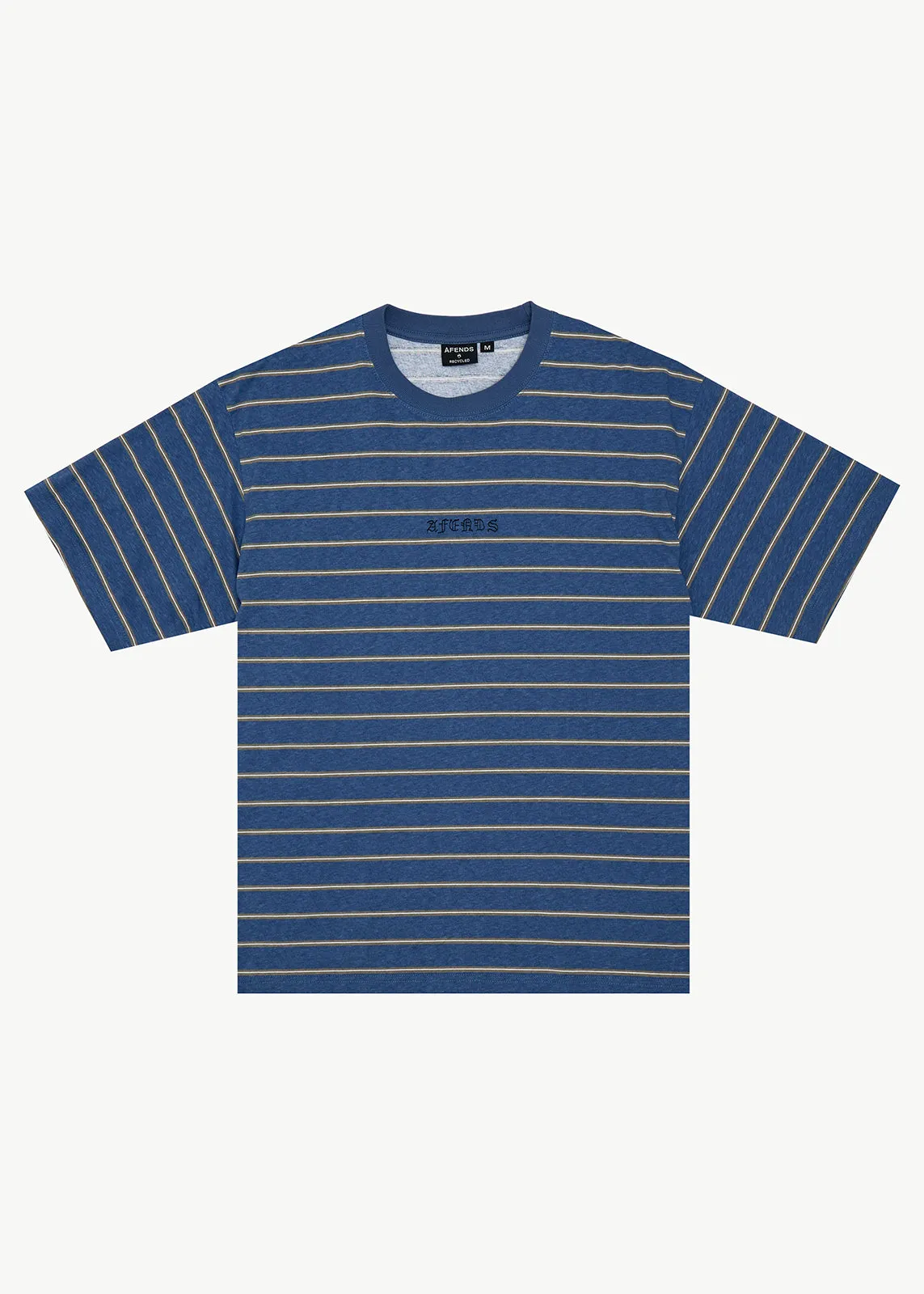 AFENDS Mens Eureka - Boxy Tee - Slate Blue Stripe sold by Afends