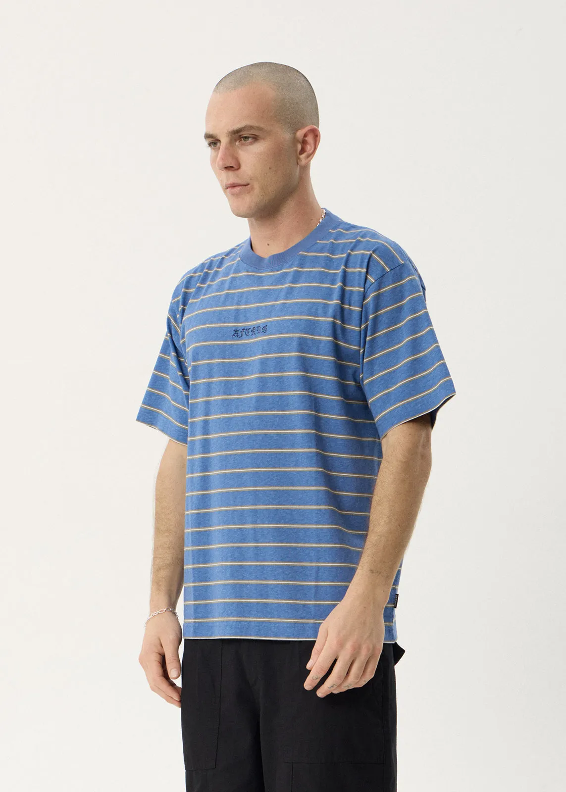 AFENDS Mens Eureka - Boxy Tee - Slate Blue Stripe sold by Afends product image thumbnail 3