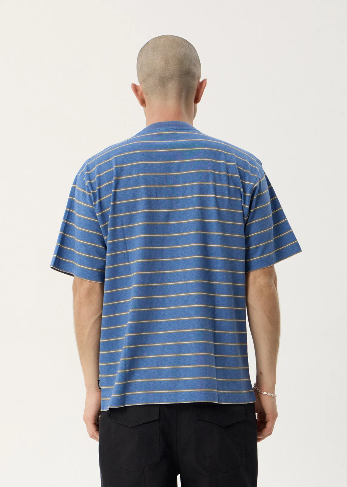 AFENDS Mens Eureka - Boxy Tee - Slate Blue Stripe sold by Afends product image thumbnail 5