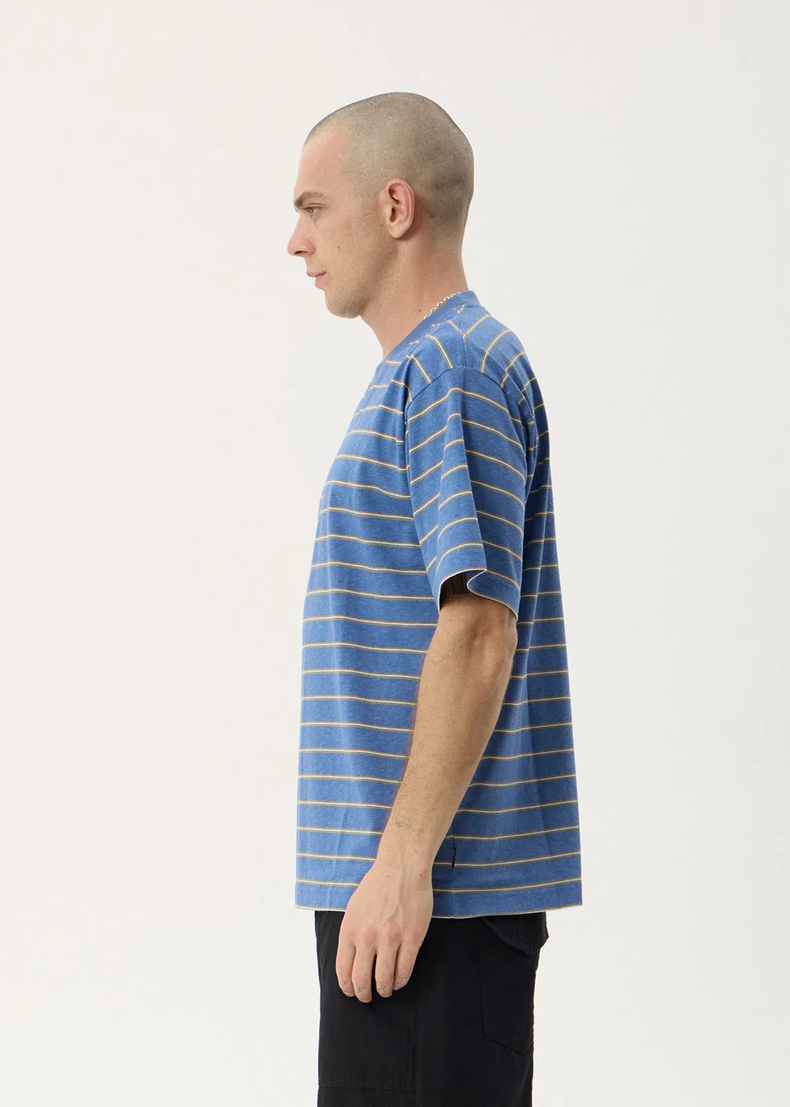 AFENDS Mens Eureka - Boxy Tee - Slate Blue Stripe sold by Afends product image thumbnail 4