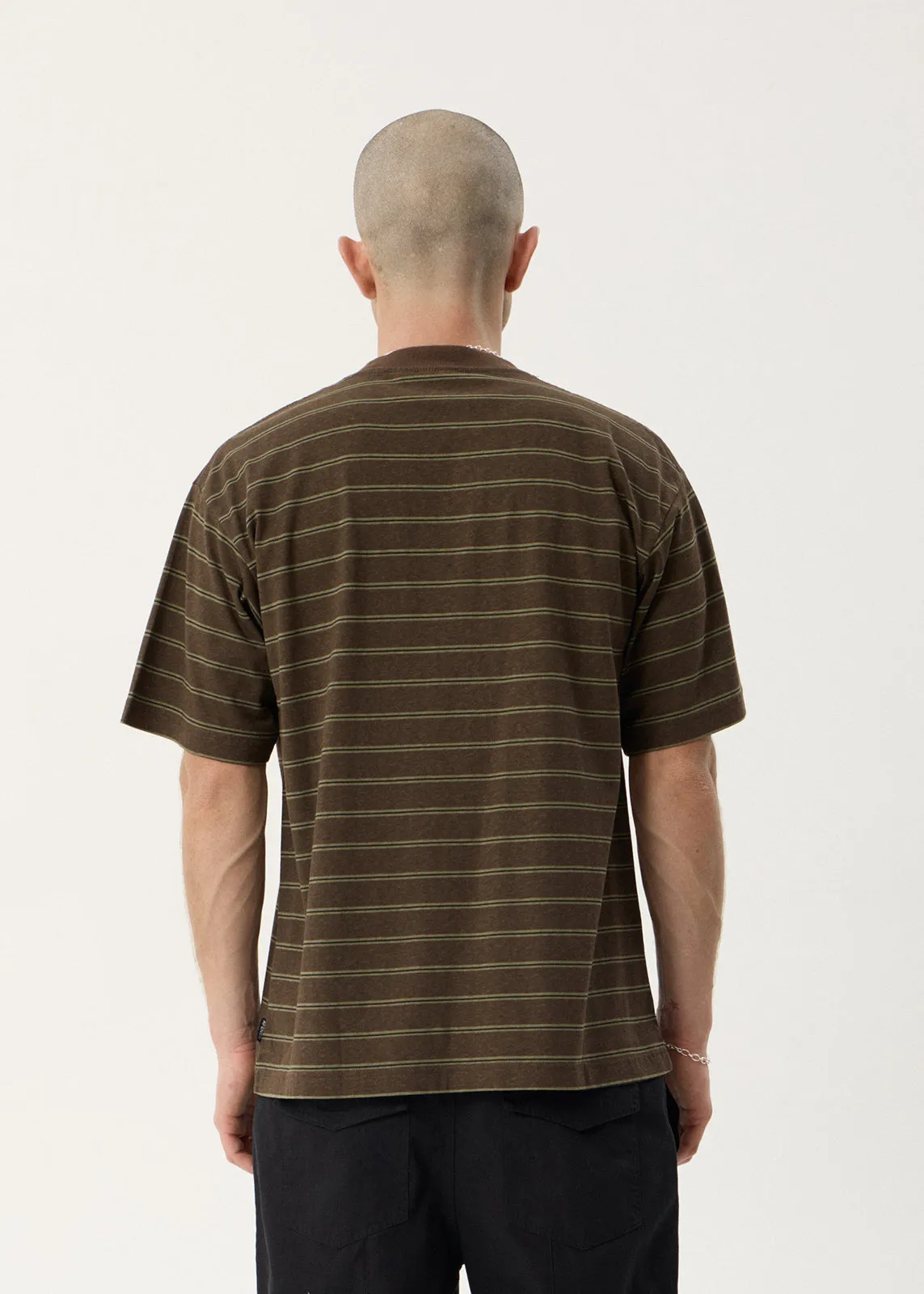 AFENDS Mens Eureka - Boxy Tee - Coffee Stripe sold by Afends product image thumbnail 5