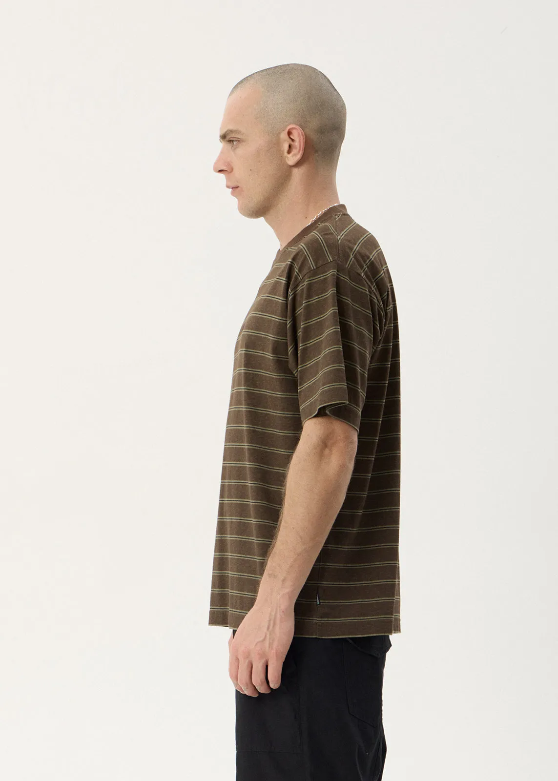 AFENDS Mens Eureka - Boxy Tee - Coffee Stripe sold by Afends product image thumbnail 4