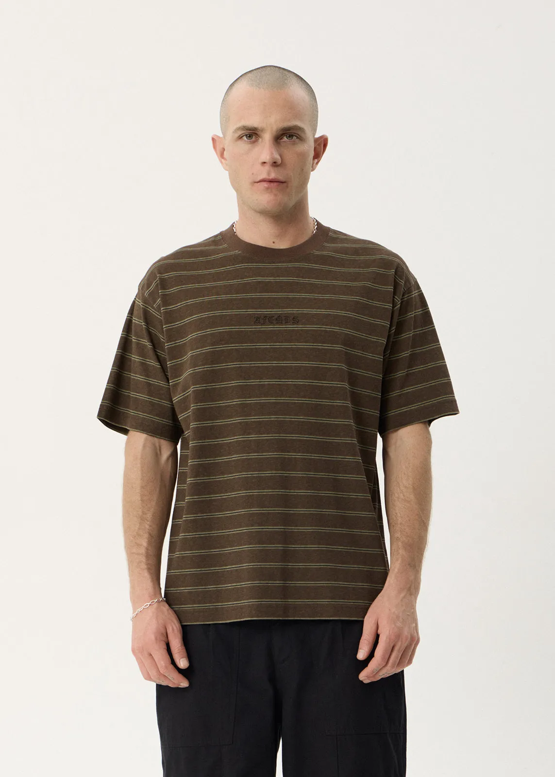 AFENDS Mens Eureka - Boxy Tee - Coffee Stripe sold by Afends product image thumbnail 2
