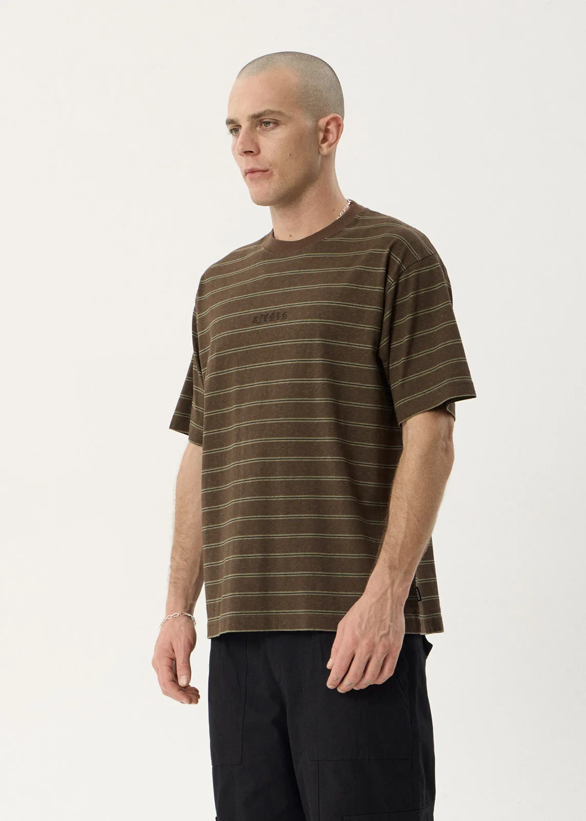 AFENDS Mens Eureka - Boxy Tee - Coffee Stripe sold by Afends product image thumbnail 3