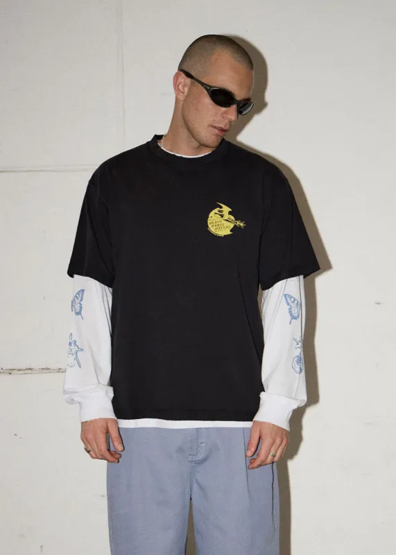 AFENDS Mens Heavy Parts - Heavyweight Boxy Tee - Stone Black made by Afends