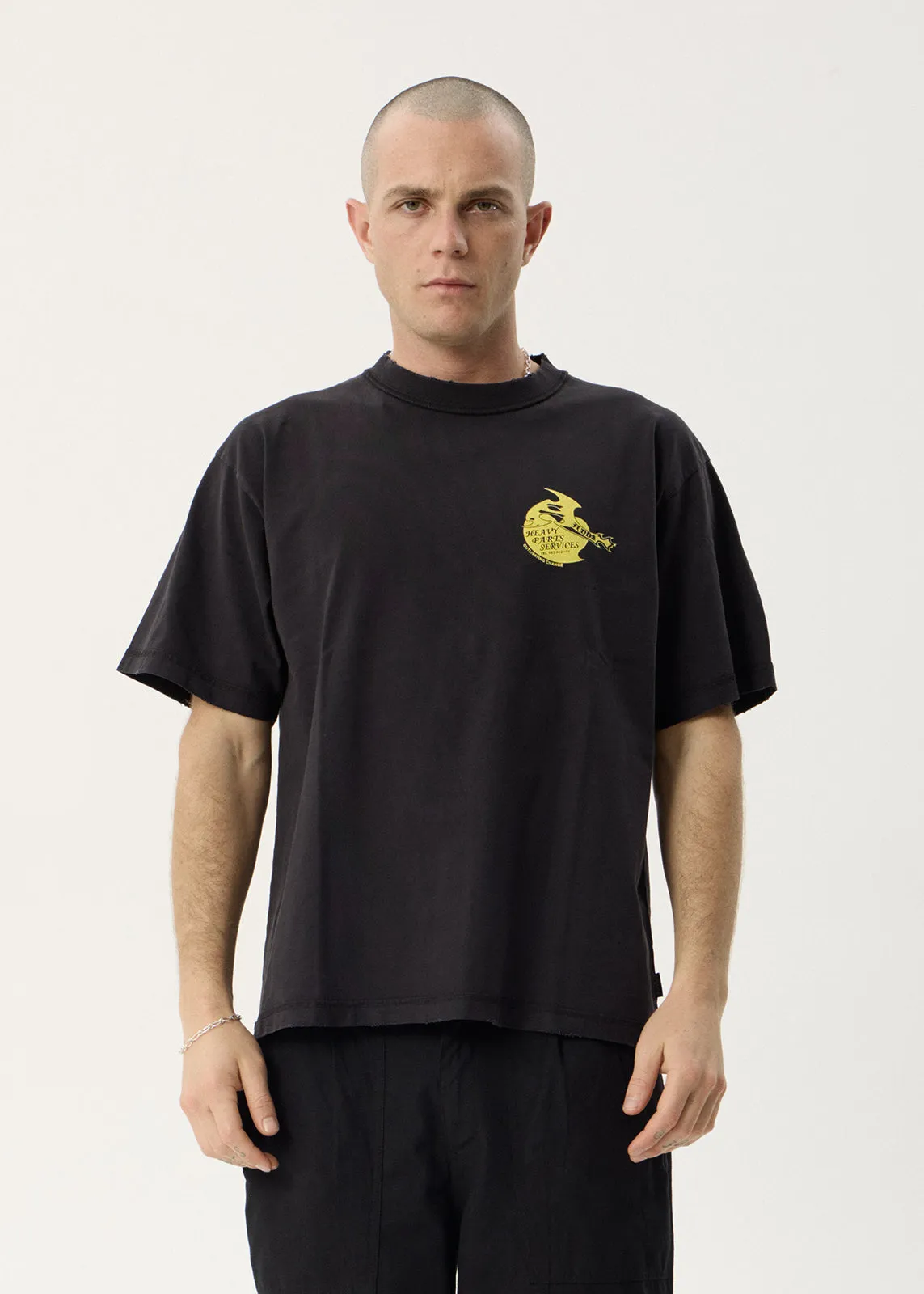AFENDS Mens Heavy Parts - Heavyweight Boxy Tee - Stone Black sold by Afends product image thumbnail 2