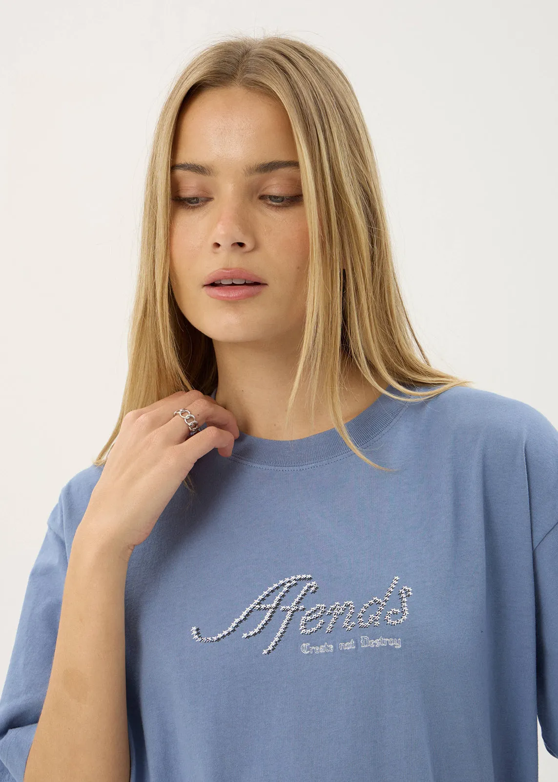 AFENDS Mens Horoscope - Boxy Tee - Washed Slate Blue sold by Afends product image thumbnail 4