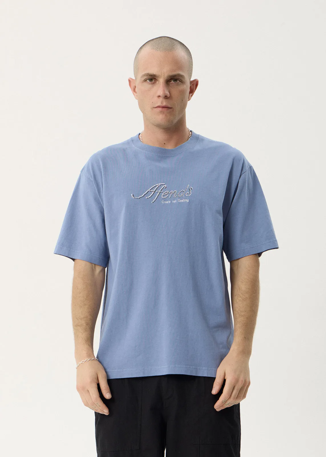 AFENDS Mens Horoscope - Boxy Tee - Washed Slate Blue sold by Afends product image thumbnail 3