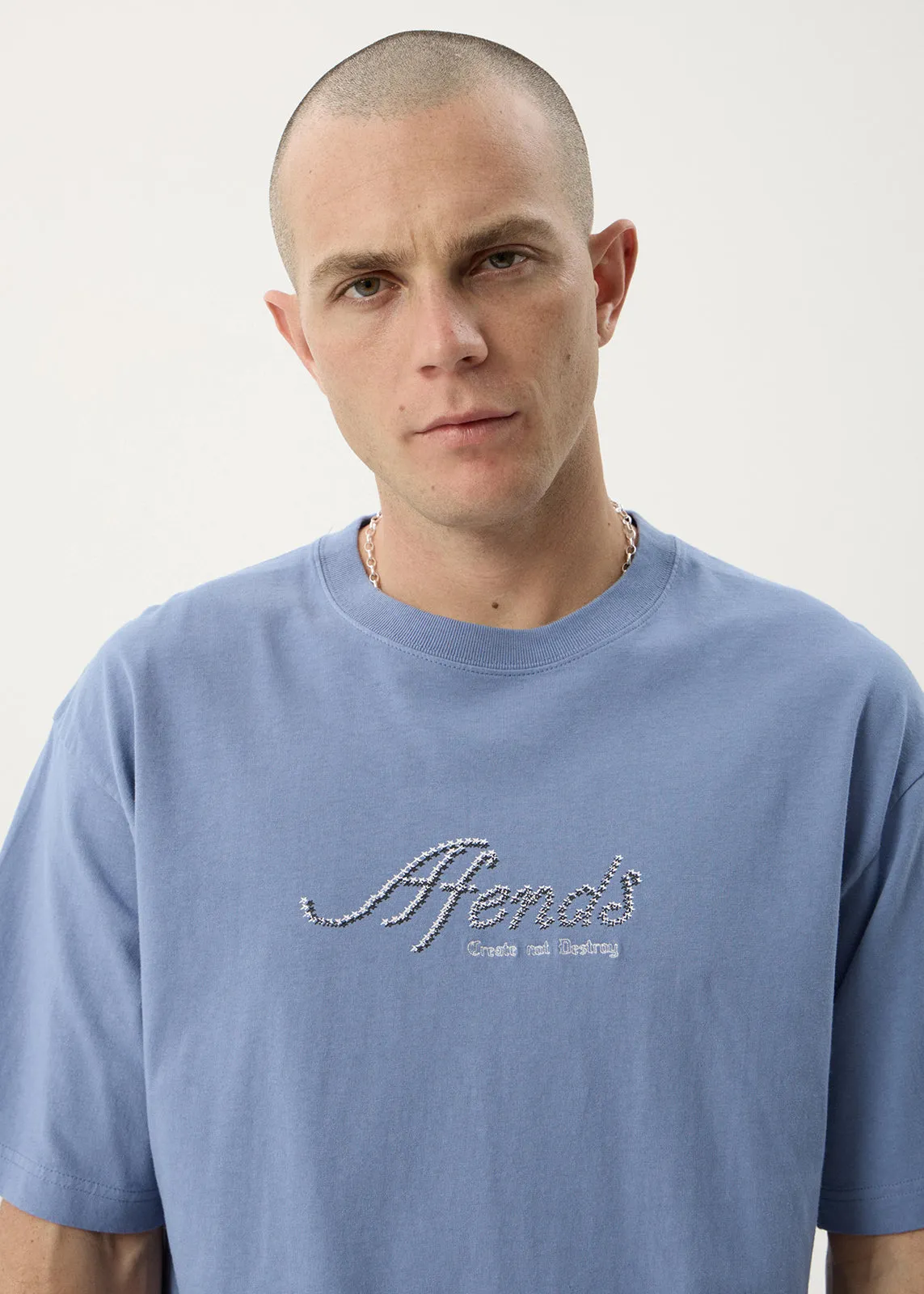 AFENDS Mens Horoscope - Boxy Tee - Washed Slate Blue sold by Afends product image thumbnail 5