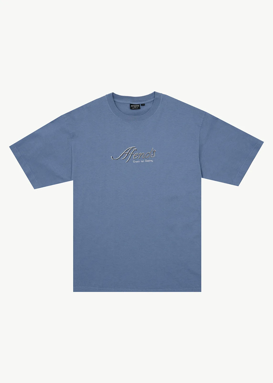 AFENDS Mens Horoscope - Boxy Tee - Washed Slate Blue sold by Afends