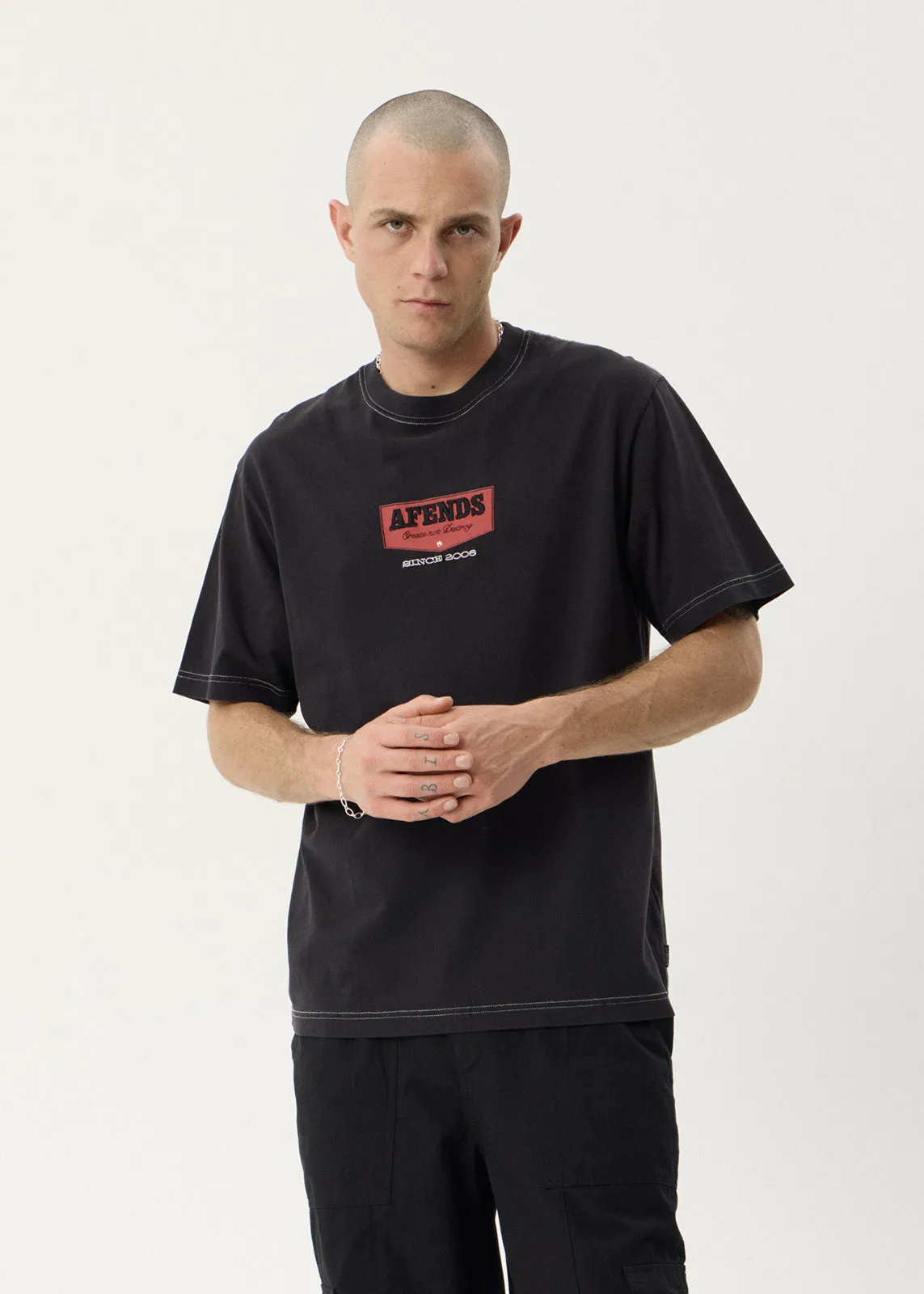 AFENDS Mens Trophy - Retro Tee - Stone Black sold by Afends product image thumbnail 2