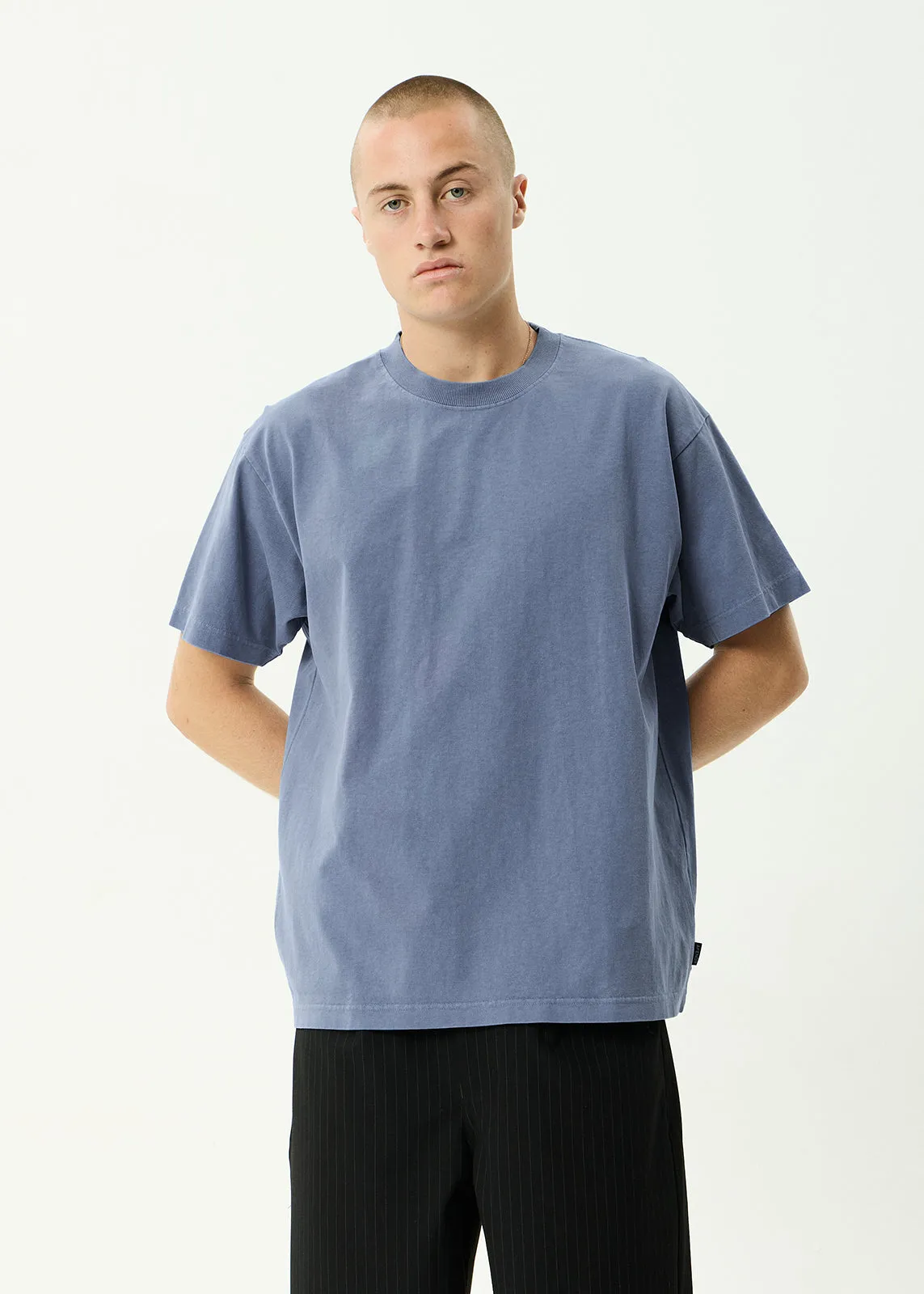 AFENDS Mens Genesis - Heavyweight Boxy Tee - Washed Slate Blue sold by Afends product image thumbnail 2