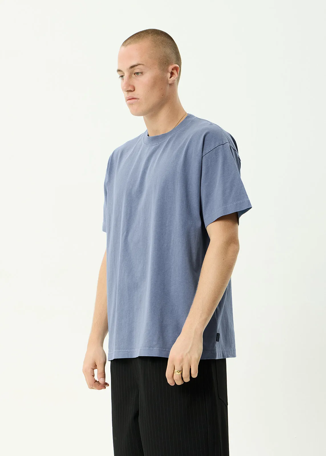 AFENDS Mens Genesis - Heavyweight Boxy Tee - Washed Slate Blue sold by Afends product image thumbnail 3