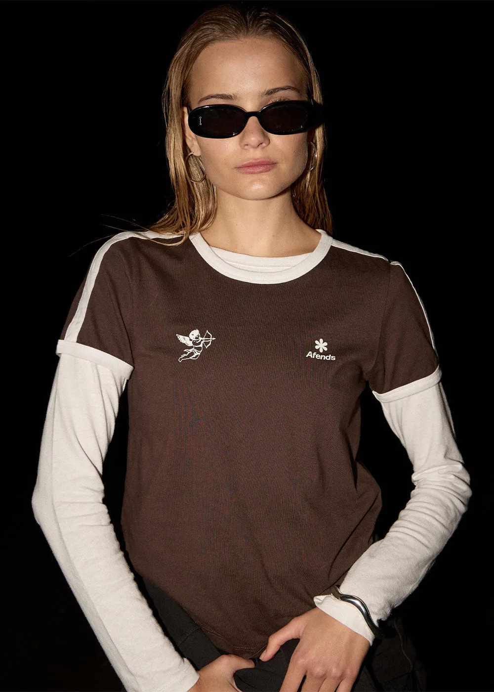 AFENDS Womens Hellbound - Raglan Tee - Coffee sold by Afends