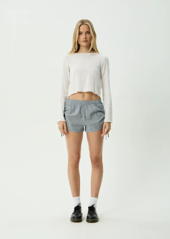 AFENDS Womens Luella - Low Rise Short - Indy Navy Check made by Afends