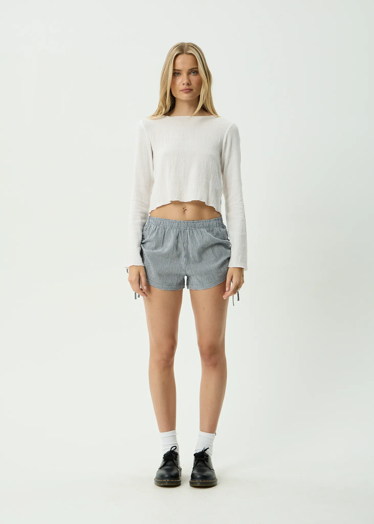 AFENDS Womens Luella - Low Rise Short - Indy Navy Check sold by Afends